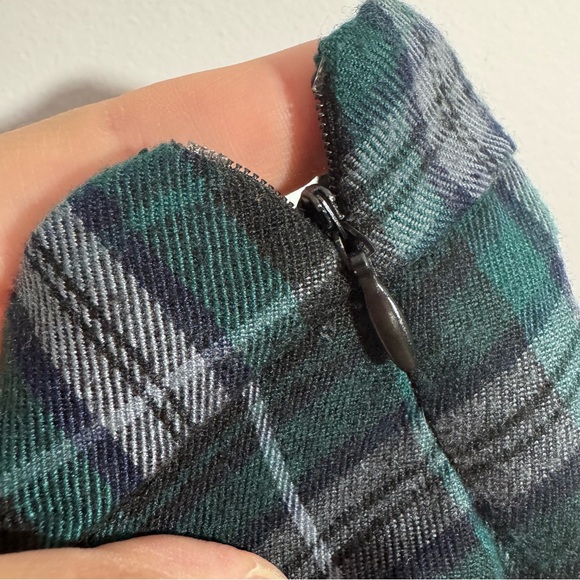 Ecote Plaid Pleated Mini Skirt Green Navy Cotton Rayon Size 8 Urban Outfitters - Picture 6 of 6